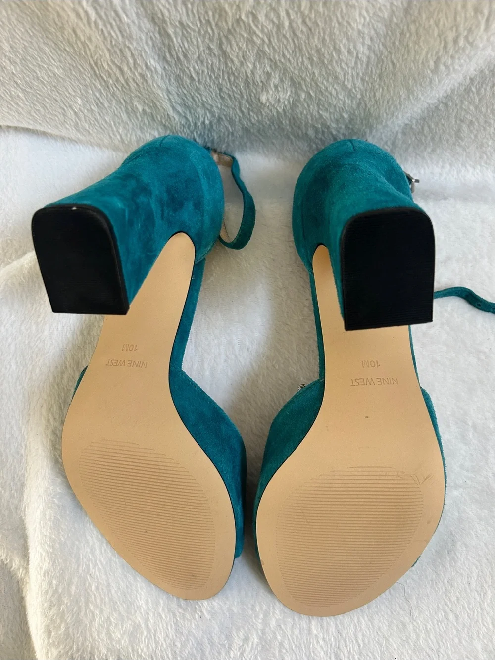 Nine West Teal Suede Slingback Block Heels